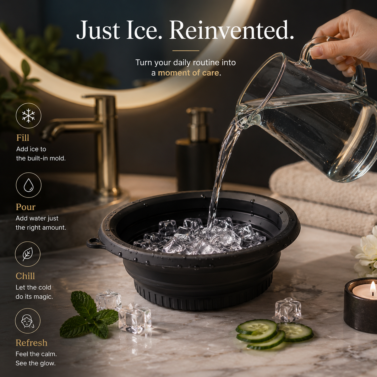 Face Bowl for Ice with Built in Ice Tray