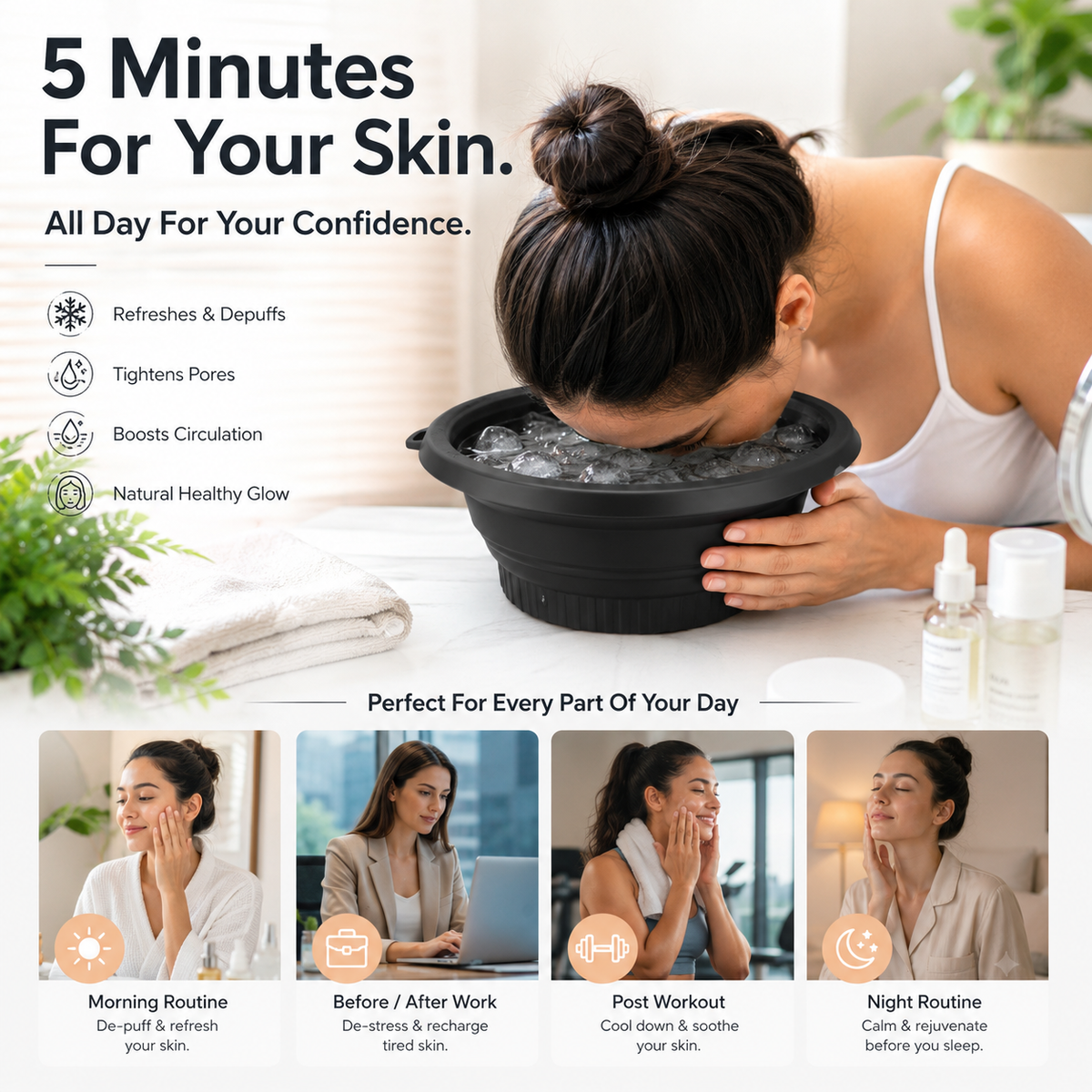 Face Bowl for Ice with Built in Ice Tray