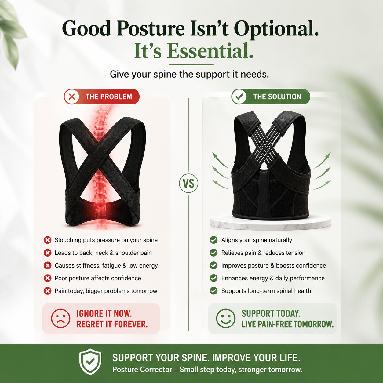 Posture Corrector | Free Size | Back Straight And Shoulder Support Belt