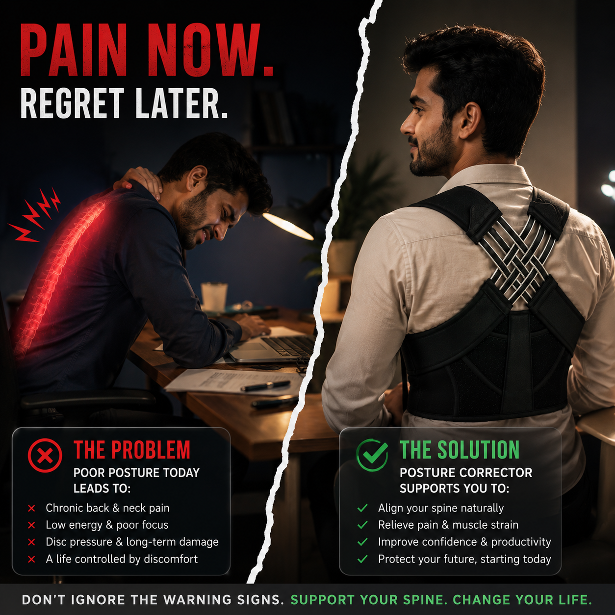 Posture Corrector | Free Size | Back Straight And Shoulder Support Belt