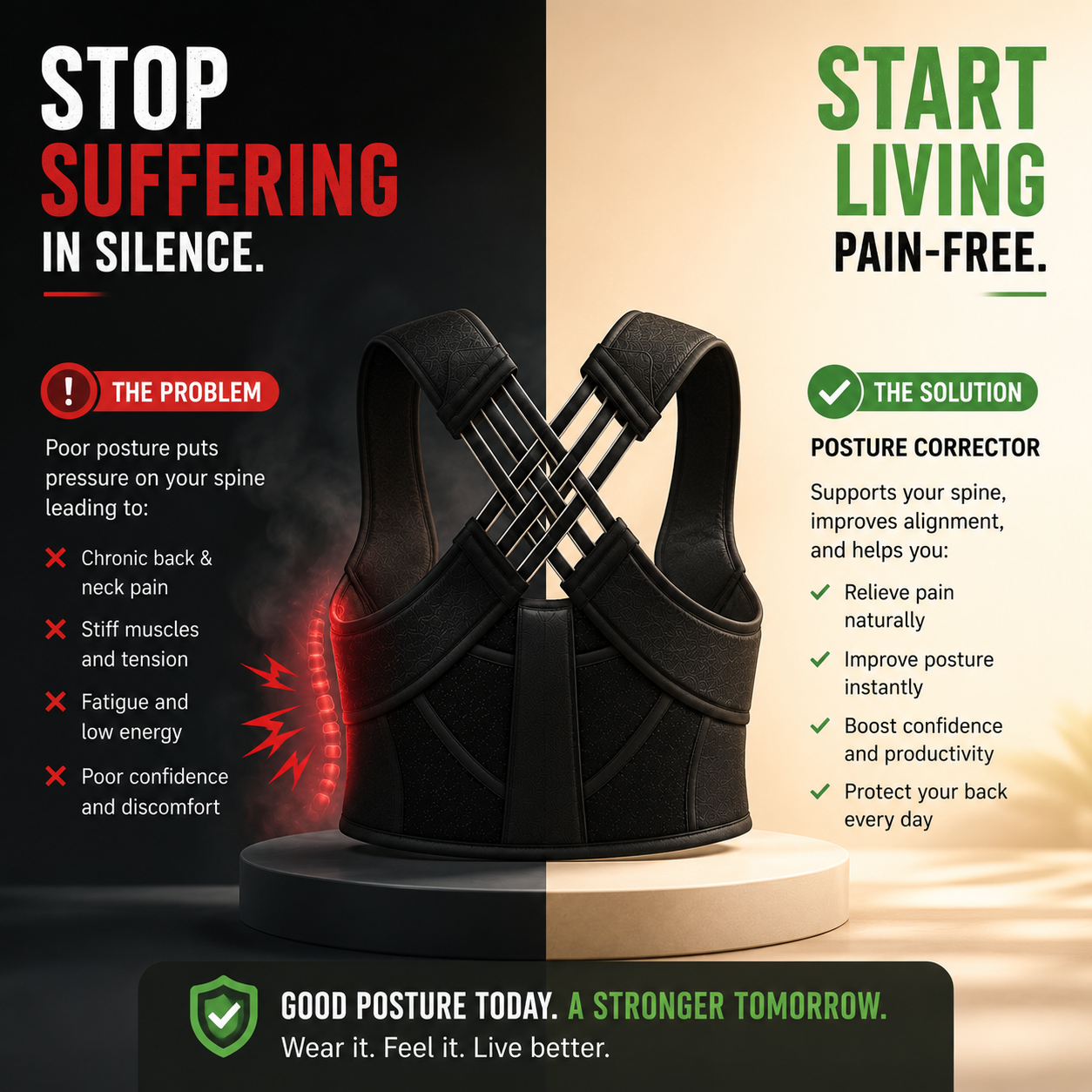 Posture Corrector | Free Size | Back Straight And Shoulder Support Belt