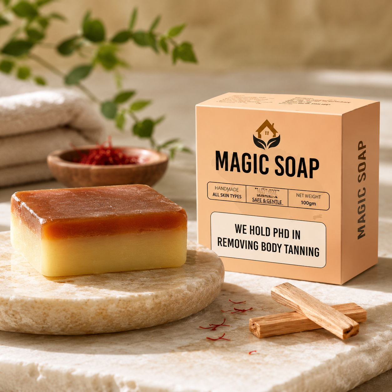 Handmade Magic Soaps For Skin Glow and Tan remover (pack of 2)