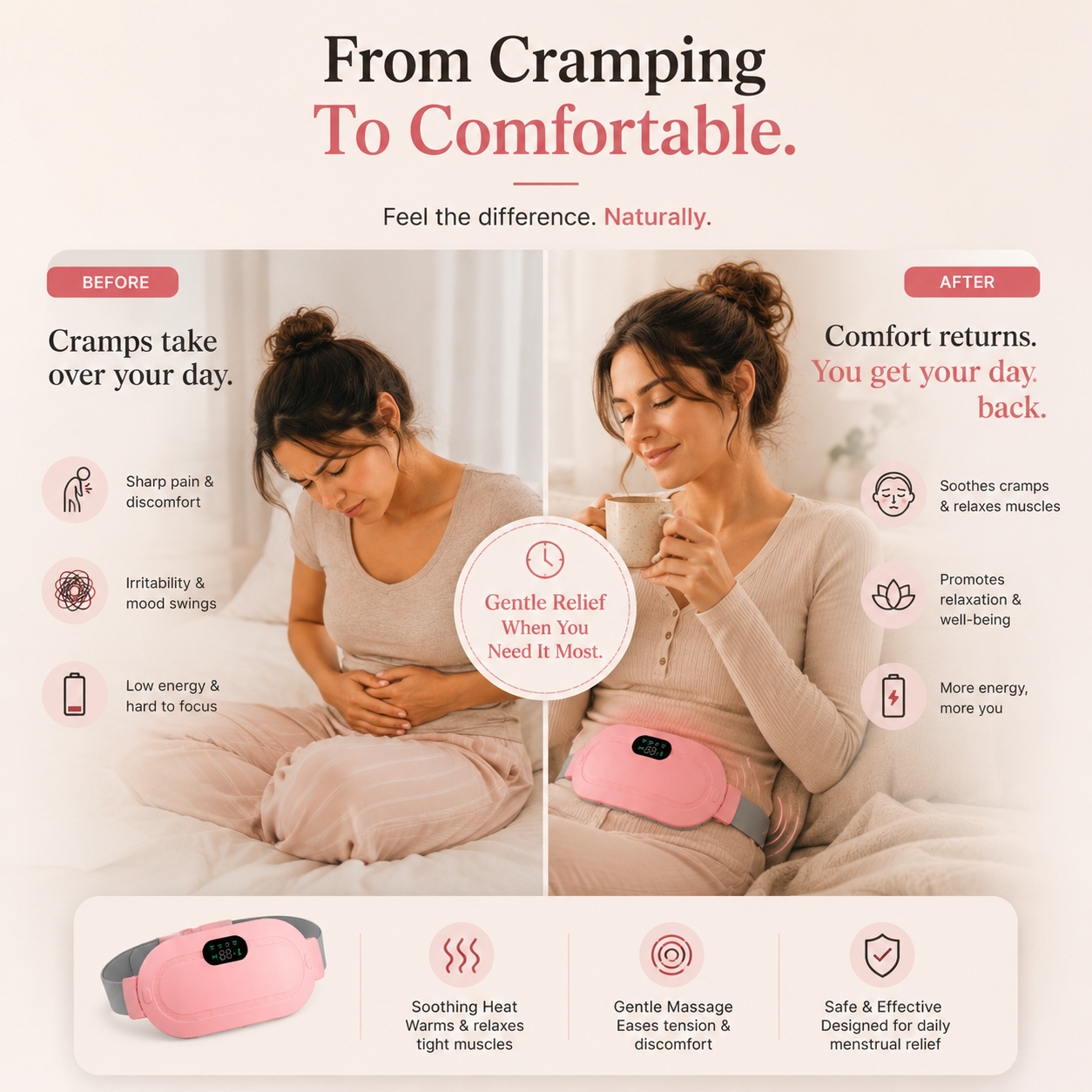 Portable Heating Pad & Massager | Period Pain Relief Device