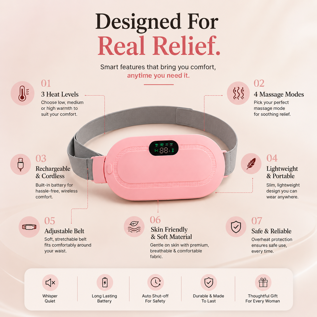 Portable Heating Pad & Massager | Period Pain Relief Device